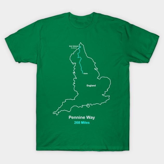 Pennine Way Route Map T-Shirt by numpdog